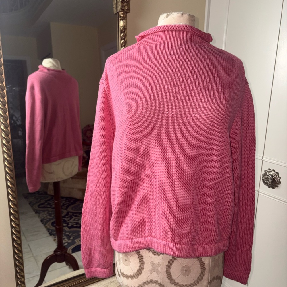 J. Crew Vibrant Pink Turtleneck Sweater